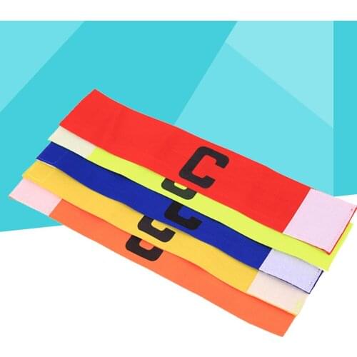 5 Pcs Football Soccer Elastic Captain Armband Adjustable Soccer Rugby Basketball Player Bands 5 Colors