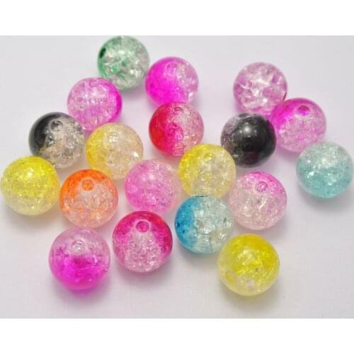 50 Mixed Color Acrylic Crackle Round Beads 12mm Smooth Ball