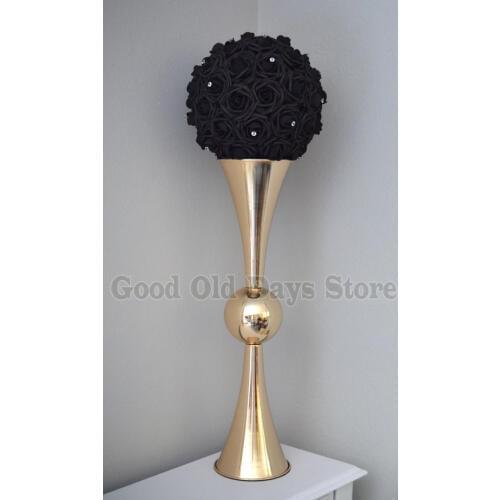 63cm Tall Gold Metal Flower Vase Table Cenerpiece 10pcs/lot