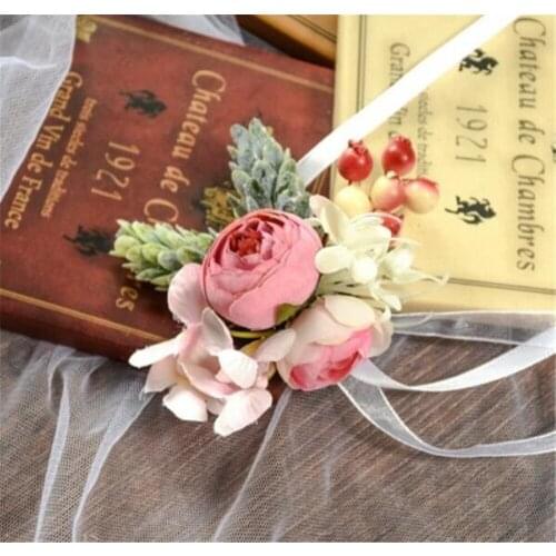 Girls Bridesmaid Wrist Flowers Wedding Prom Party Corsage Bracelet Hand Flowers Wedding Accessories B1017