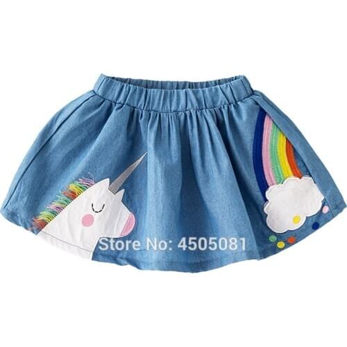 Unicorn Kids Beach Short Skirts Girls Jeans 100% Woven Cotton Children 2020 Summer Bebe Midiskirt Bust Skirts Baby Girl Clothes