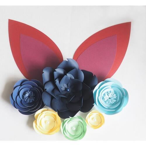 DIY Mini Small Paper Flowers Rose Fleurs Backdrops 6PCS+ 2 Ears For Wedding Decorations Nursery Kids' Birthday Video