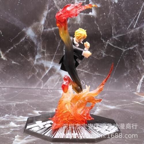 One Piece Sanji Action Figure Mode Anime Vinsmoke Sanji figurine Black Leg Diable Jambe Fire Battle Version toys Doll 16cm