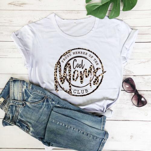 Member of the Cool Moms Club T-Shirt Leopard Mothers Day Gift Idea #momlife T-shirts Chaos Coordinator tees pure cotton tops