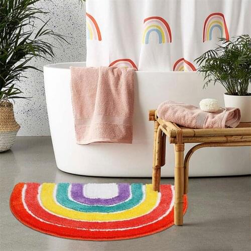 Semicircle Shape Cartoon Bedroom Bedside Rug Household Rainbow Rugs Bathroom Kitchen Door Entrance Non-slip Mats Home Decor