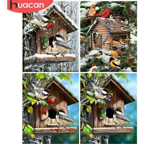 HUACAN DIY Frame Painting By Numbers Bird Animal Acrylic Wall Art On Canvas Picture By Numbers Flower For Living Room