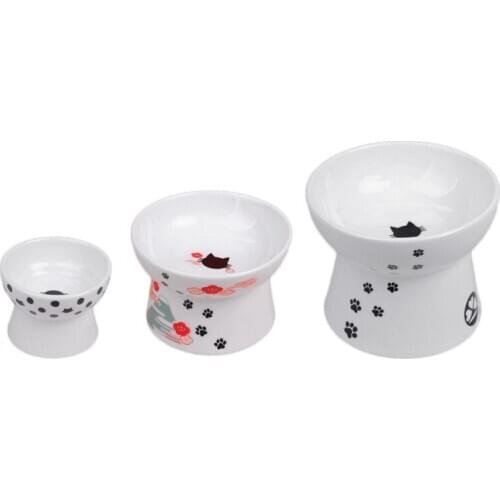 High Foot Protection Pet Ceramic Bowl For Cats And Dogs Ceramic Pet Bowl For Non-slip Cat Bowl Food Drinking Bowl Feeder