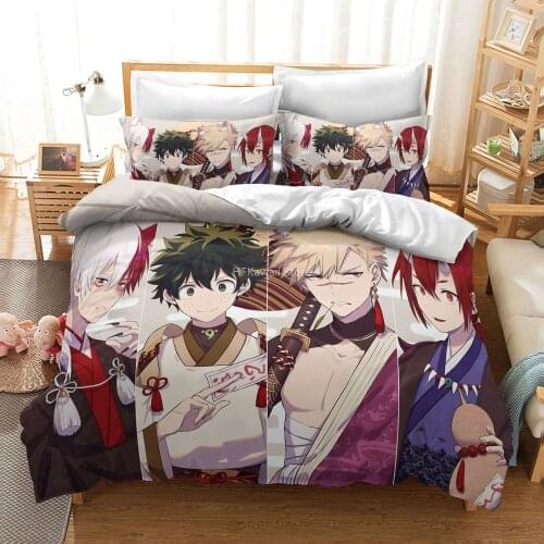 Hot Sale My Hero Academia 3d Printed Bedding Set Bed Linen Cartoon Kid Duvet Cover Pillowcase Single Twin Double Queen King Size