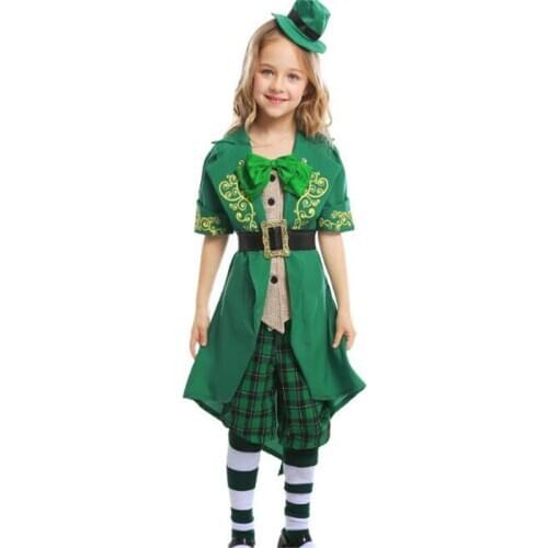 Girl St. Patricks day Irish goblin cosplay Alice child elf costume A816