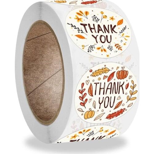 100-500pcs Thank You Round Sticker Scrapbook Envelope Seal Sticker Gift Flower baking Decoration Stationery Label Sticker