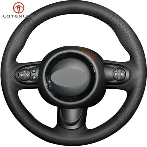 LQTENLEO Black Artificial Leather Hand-stitched Car Steering Wheel Cover for Mini Coupe Cooper Clubman Roadster 2004-2015