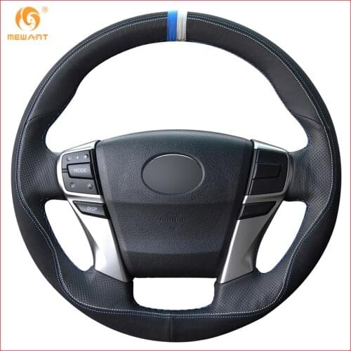 MEWANT Black Leather Black Suede Car Steering Wheel Cover for Toyota Reiz Mark X 2009 2010 2011 2012 2013 2014 2015 Accessories