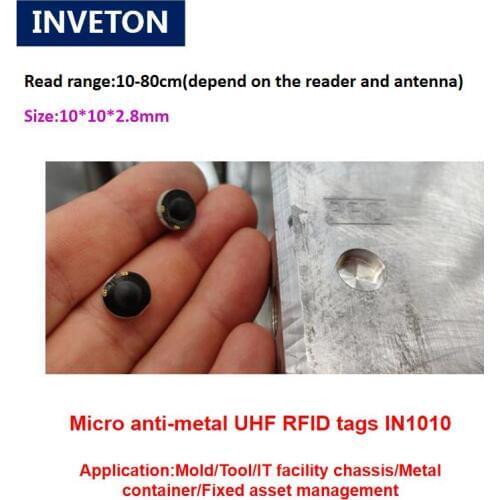 10pcs Micro PCB rfid metal tag Impinj Monza4QT passive flexible uhf rfid metal tags long reading distance for warehouse management