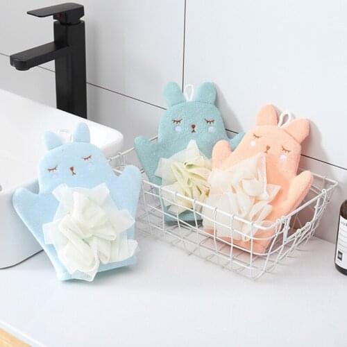 Soft Kids Baby Bath Brushes Towels Shower Gloves Washcloth For Bathing Childrens Wash Clean Shower Massage Cartoon Bath Wipe
