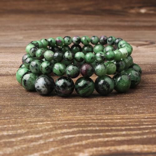 LanLi 8mm fashion Natural Jewelry Green epidote stones beads bracelet be fit for Glamour rmen and women amulet