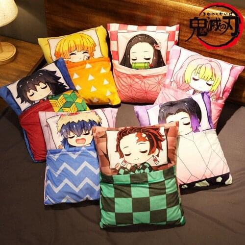 2021 New Demon Slayer Kamado Nezuko Anime Plush Stuffed Cushion Cute Creativity Pillow Kimetsu No Yaiba Plush Pillow Toys Anime