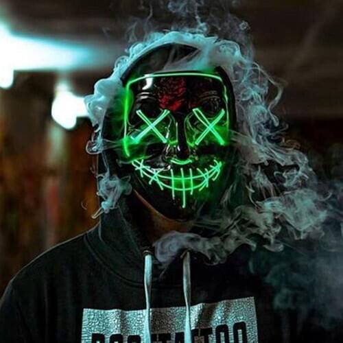 New Halloween Various Colors Led Mask Party Masque Masquerade Light Glow In The Dark Horror Mask Glowing Masks