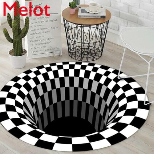 New Mandala Floor Blanket 3D Stereo Black and White Stereo Visual Mat Living Room Doormat Coffee Table Sofa Illusion Carpet
