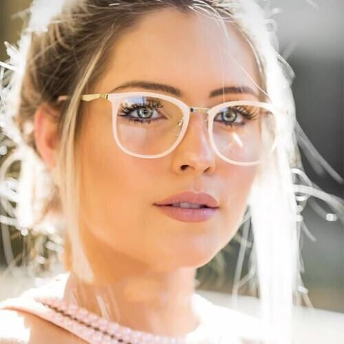 Transparent Square Glasses Frames For women Fashion White Luxury Prescription Glasses Frames Female Optical