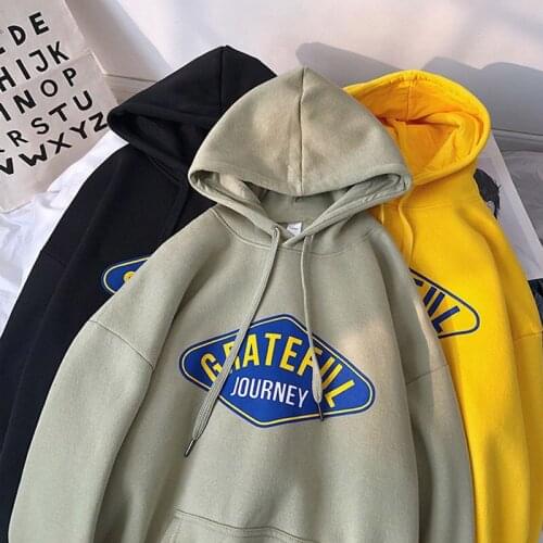 Autumn Long sleeve Casual Vintage Women hooded Loose Harajuku Coat grateful journey Letter Sweatshirt Gothic E-girl Streetwear