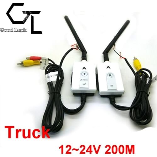 2.4G Wireless 200m Range AV Cable Transmitter and Receiver For Bus Car Video Monitor Truck Reversing Rear View Backup Camera
