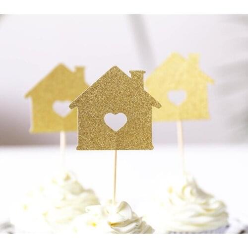 Personalised New House Party glitter Cupcake Topper/Housewarming Party glod Cupcake Topper/table decorations Party Decorations