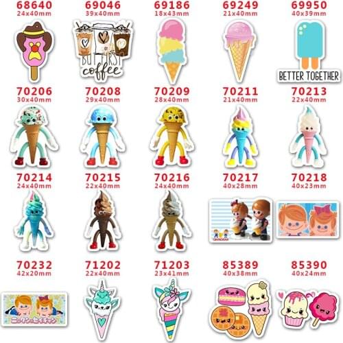 DIY Craft Supplies Sewing Accessories Cartoon Ice Cream Printed Planar Resins Mold 30 Pieces. PR-68640