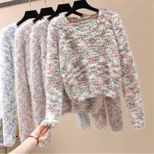Pullover Sweater Women 2020New Autumn Winter Korean Fashion loose All-Match Retro Short Long Sleeve Knitting Sweater Female A266