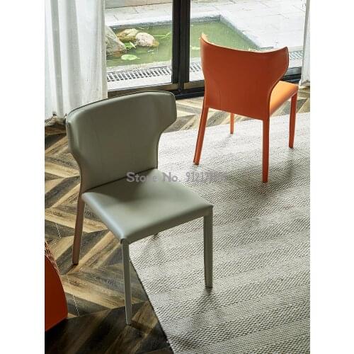 Nordic light luxury backrest chair simple modern cafe restaurant stool Italian net red saddle leather dining chair home