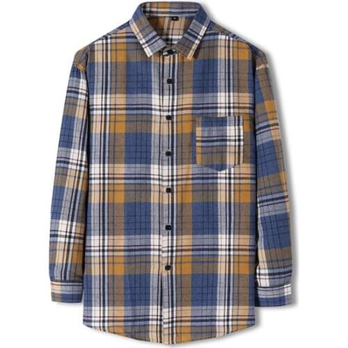 NEW shirt Business casual spring autumn long sleeve pocket men shirts High quality brand plaid shirt men chemise homme