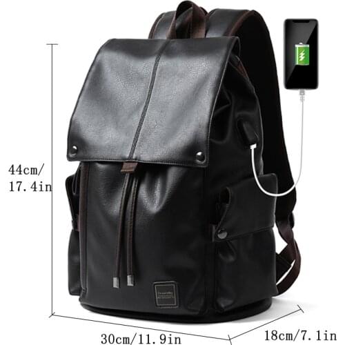 2020 Men Backpack Lether Vintage For Teenager Laptop PC Portable Bags Designer Boys Travel Backpack Thin School Luxury Mochila