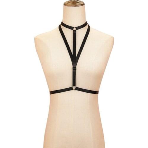 Sexy Strappy Bra Bustier Cropped Body Belt Black Gothic Women Sexy Harness Cage Bra Ladies Halter Elastic Cage