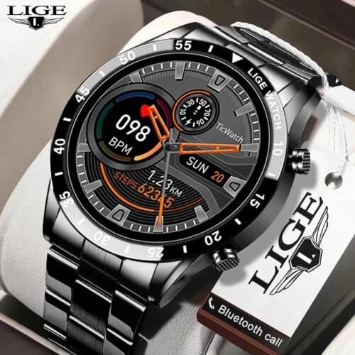 LIGE 2021 fashion Full circle touch screen Smart watches mens Waterproof sport Fitness watch for Bluetooth call Smart Watch men