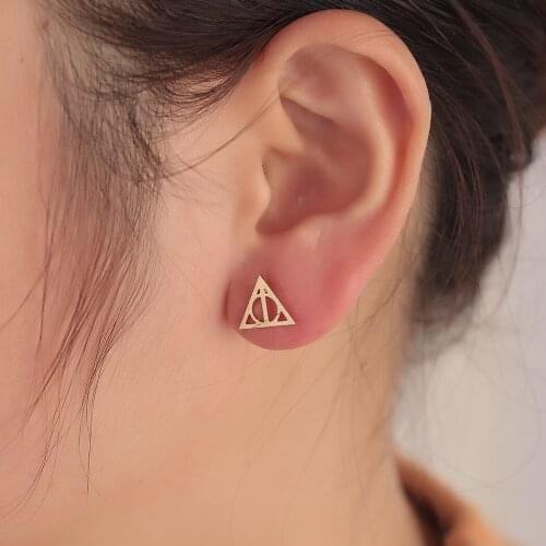Stylish Round Triangle Earrings Hallowout Geometric Stud Earrings Trendy Birthday Party Jewelry Gift for Her