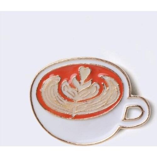 Luminous Coffee Cup Enamel Brooch Pins Glow in the Dark Latte Badge Pins Jewelry A0KD