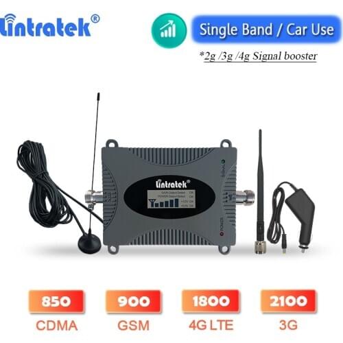 Lintratek Car Use Cell Phone Signal Booster 2G 3G 4G CDMA 850 GSM 900 DCS 1800 WCDMA UMTS 2100 Cellular Amplifier B5 Repeater