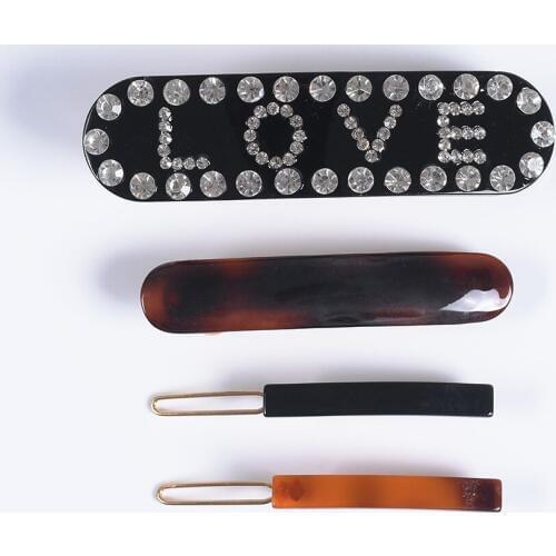 Za accessories hair clips set for women luxury crystal rhinestones hairpin black acrylic hairgrip maxi headwear wedding jewelry