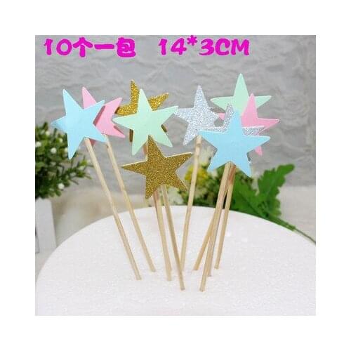 10pcs/lot Cute SnowFlake Star Cartoon Cupcake Topper Cake Flags For Wedding Birthday Party Baby Shower Decoration Supplies