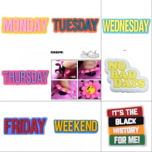 10 Pcs Monday To Friend + Weekend Kindergarten Student Learning Cute Hole Sandal Ornaments For Wriatbands