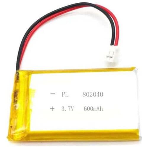 MSDS Verified 3.7V 600mAh 802040 Li Lithium Polymer ion Battery with 2.0mm JST Connector