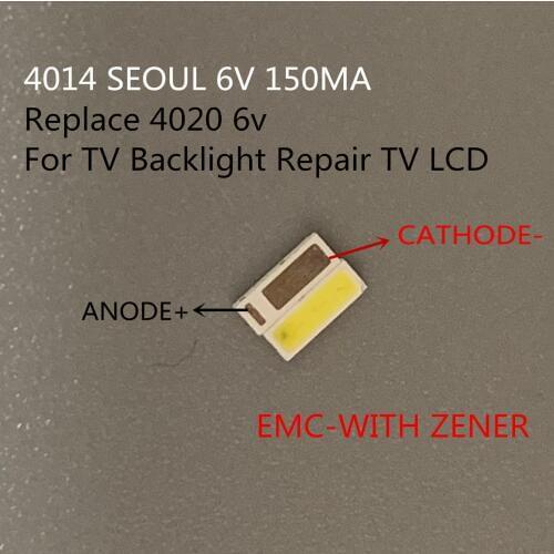 200PCS/Lot 4014 4020 SMD LED Beads Cold white 1W 6V 150mA For TV/LCD Backlight LED Backlight High Power LED 4020