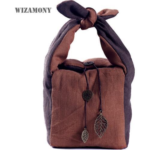 2018 WIZAMONY Teapot Jadeware Storage Bags Thicken Draw Cord Handmade Signature Cotton with Soft Nap Hop-pocket Cloth Bag