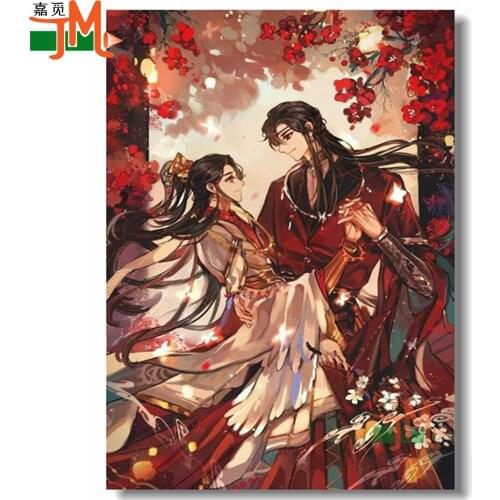 5d Diamond Paintings Cross Stitch Kits Art "Tian Guan Ci Fu" Diamond Mosaic Anime Flower Embroidery Beaded Pictures Home Decor