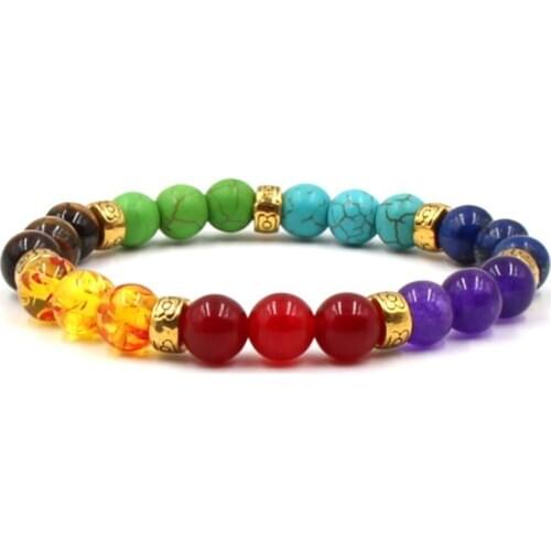 8mm br3 mulitcolor rainbow elastic Lava Natural Stone Beads agate Onyx Bracelet Buddha turquoise lapis lazuli Jewelry Fashion