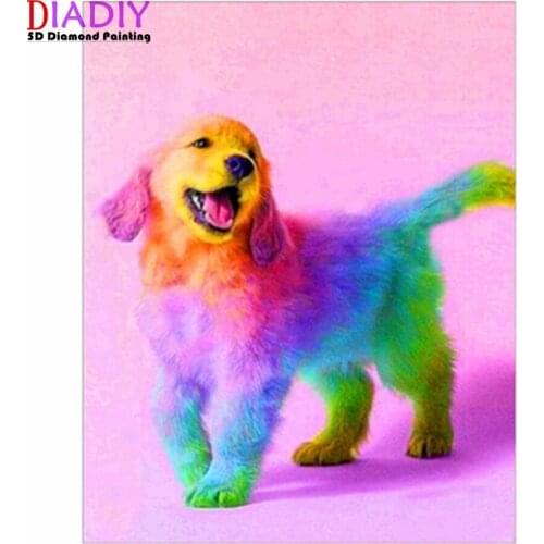 Round full diamond 5D animal diamond painting Cat dog lion color diamond embroidery kit home decoration gift