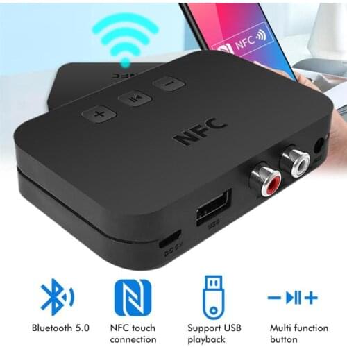 Bluetooth 5.0 Audio Music Receiver Adapter NFC 3.5mm RCA AUX Hifi Wireless Bluetooth Aux Stereo Receptor For Amplifier Speaker