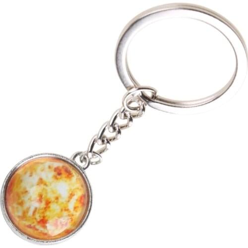 G5AD Double Sided Solar System Planet Keyring Nebula Space Keychain Moon Earth Sun Mars Art Picture Glass Ball Car Key Chain