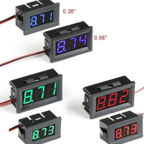 0.36in/0.56''in Digital Voltmeter DC 4.5V to 30V 2-Wire Mini LED Display Voltage Meter for Testing Car Motorcycle Battery Car