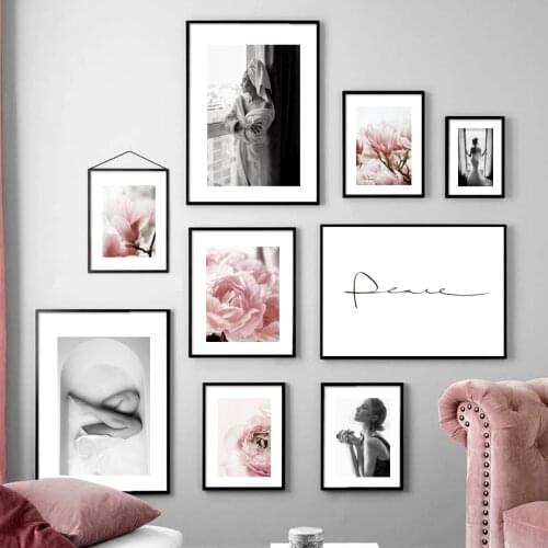 Girl Window Flower Peony Kapok Wall Art Canvas Painting Nordic Style Posters And Prints Wall Pictures For Living Room Home Decor