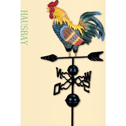 HAUSBAY Top Quality Painted Cock Wind vane EuropeanTraditional flower insert country style classic garden decoration Z1632